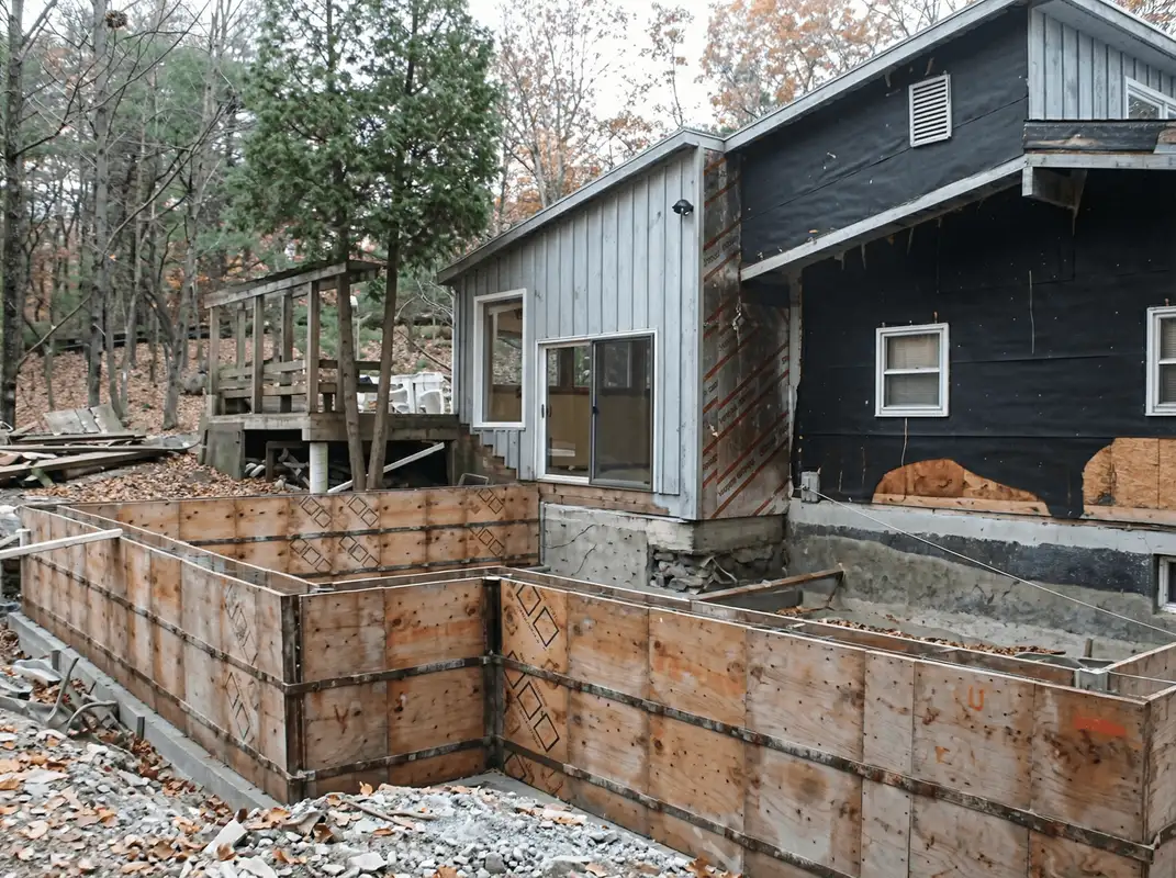 Prepared site with foundation forms for home remodeling and addition project in Santa Ana, CA